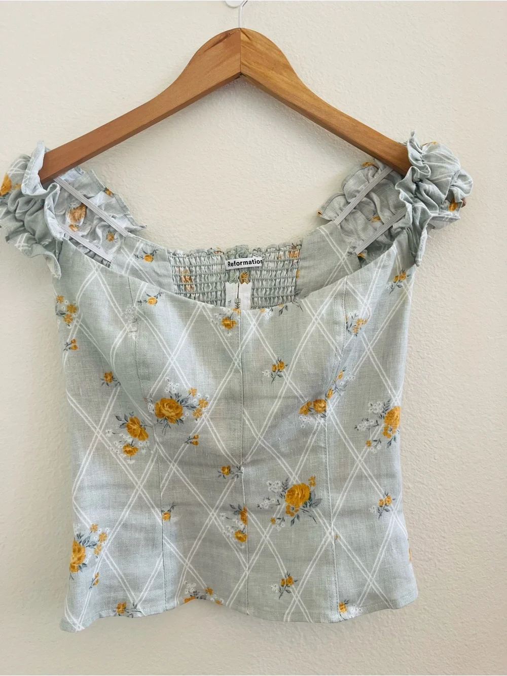 Reformation Women’s Alcove 100% Linen Top in Celia Colorway Size 0